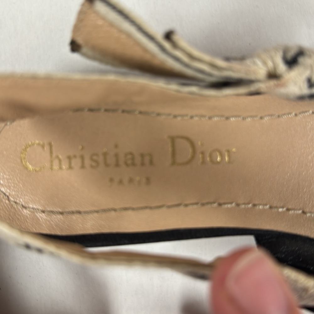 Dior Black Pointed Slingback Flats with White J'Adior Ribbon reposh size 36 - Picture 5 of 16